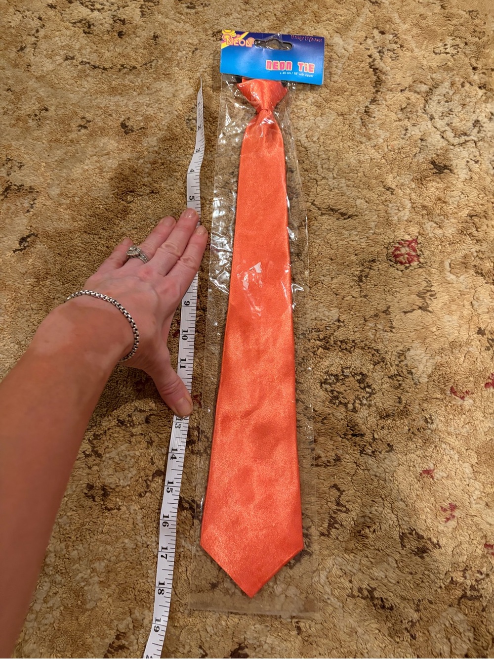 NWT Funny Fashion Neon Tie Orange Men's Satin Tie Halloween costume festiveparty